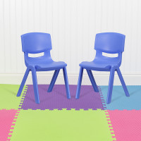Flash Furniture 2-YU-YCX-005-BLUE-GG 2 Pack Blue Plastic Stackable School Chair with 15.5